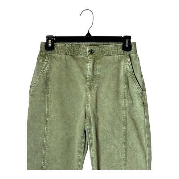 7 For All Mankind Jeans‎ Women 25 Green Denim Elastic Waist Straight Leg Ankle - Picture 3 of 11